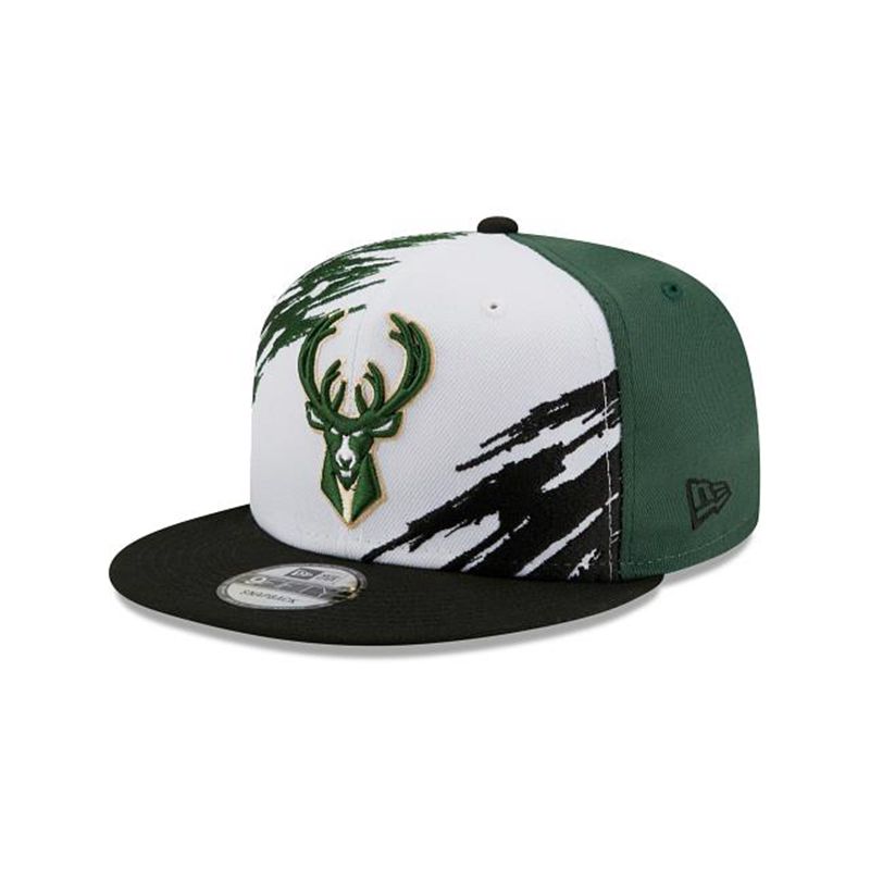 NBA Milwaukee Bucks Splatter 9Fifty Snapback (HRP4527) - Green New Era Caps